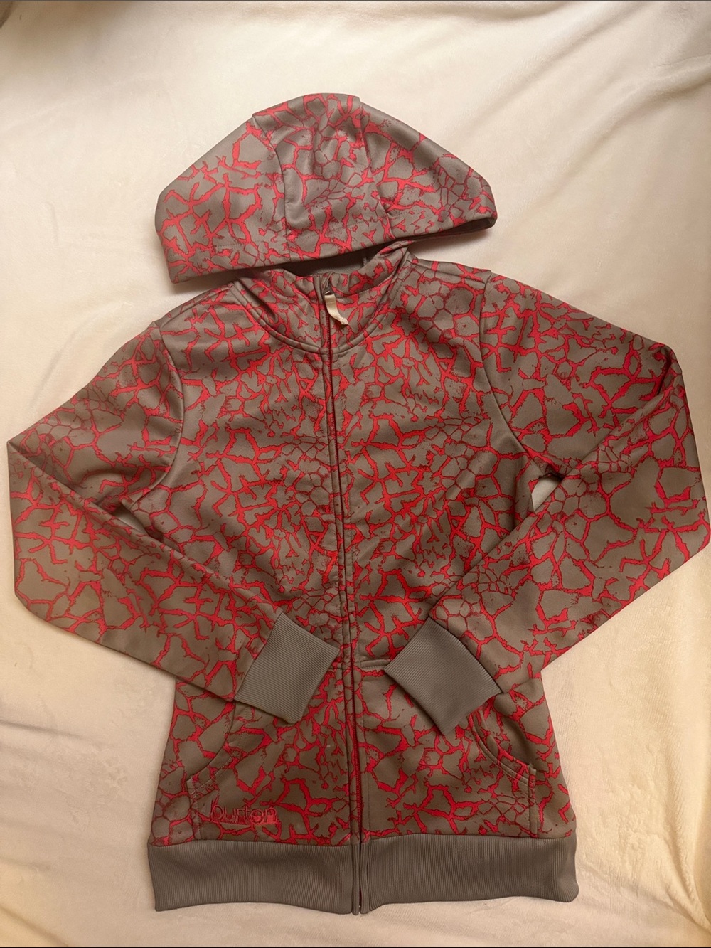 Women's Gray & Red Burton Zip Hoodie Jacket